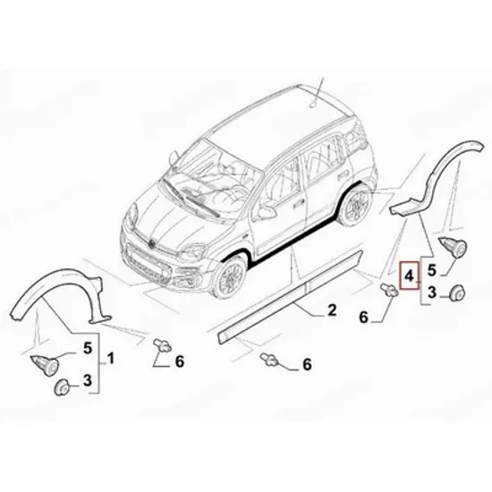Bandou aripa spate FIAT PANDA 312 2012-> Bandou overfender Aripa spate (4X4/TREKKING) (O) STANGA Perioada 2012 2013 2014 2015 2016 2017