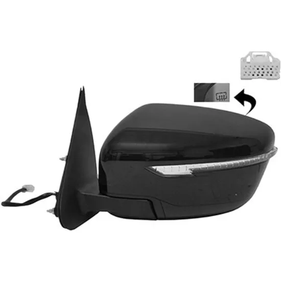 Oglinda exterioara stanga NISSAN QASHQAI 2 2013->2020 perioada 2013 2014 2015 2016 2017 2018 , cu semnal, numar pini 7, cu incalzire, pentru vopsit,