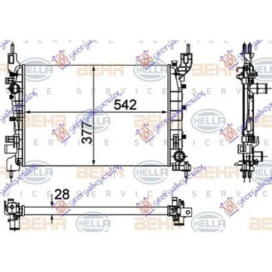 Radiator Motor FIAT LINEA 2006-> Radiator 1,4 i-8V +/-AC 54x37,5x28 BEHR Perioada 2007 2008 2009 2010 2011 2012 2013