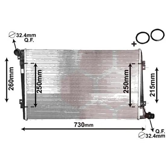 Radiator apa AUDI A3 8P1 2003->2012 1.9 TDI 77KW 105CP , pentru motor BKC, BLS, BXE perioada 2003 2004,2005,2006,2007,2008,2009 2010