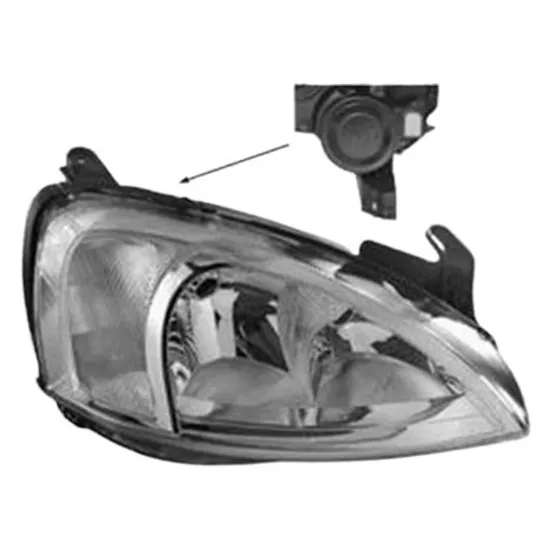 Far dreapta OPEL COMBO 2001->2012 perioada 2001 2002 2003 2004 2005 2006 pana la an de fabricatie 09/2002, fara motor reglaj, semnal galben, cu reglaj electric, cu bec H7/H7