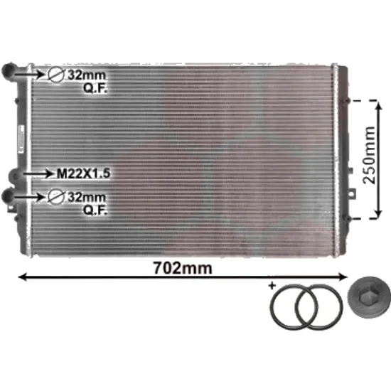 Radiator apa SEAT LEON 1999->2006, TOLEDO 2 1998->2006 pentru 1.9 TDI, perioada 2000 2001 2002 2003 2004 2005 2006