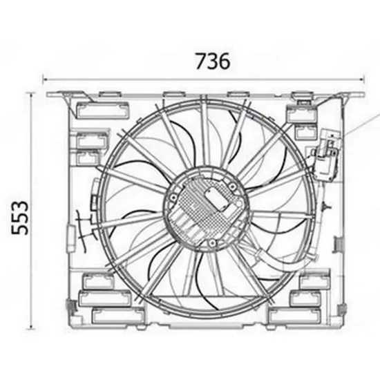Ventilator Motor BMW 5 G30, F90 2016-> Ventilator 2.0 benzina/hybrid (484 mm) (600W) (4PIN) Perioada 2020 2021 2022 2023 2024