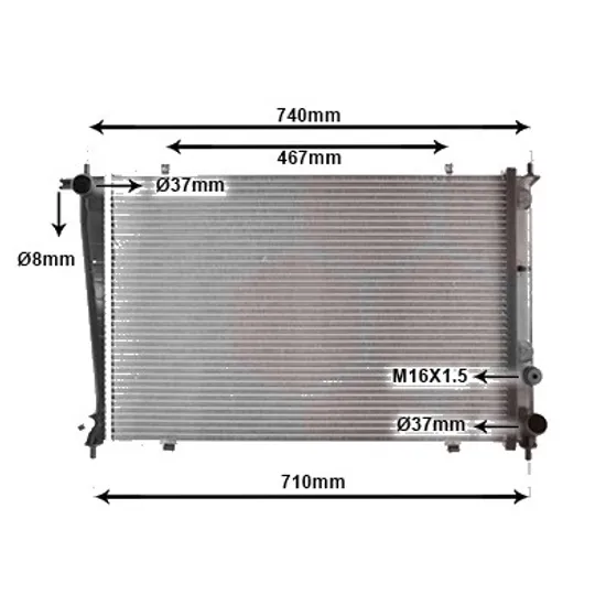 Radiator apa HYUNDAI H-1 1997->2007 2.5 TCi 74KW 101CP , pentru motor perioada 2004 2005,2006 2007