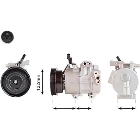 Compresor aer conditionat HYUNDAI i20 2008->2015 1.6 CRDi 85KW 116CP , pentru motor D4FB perioada 2008 2009 2010 2011 2012