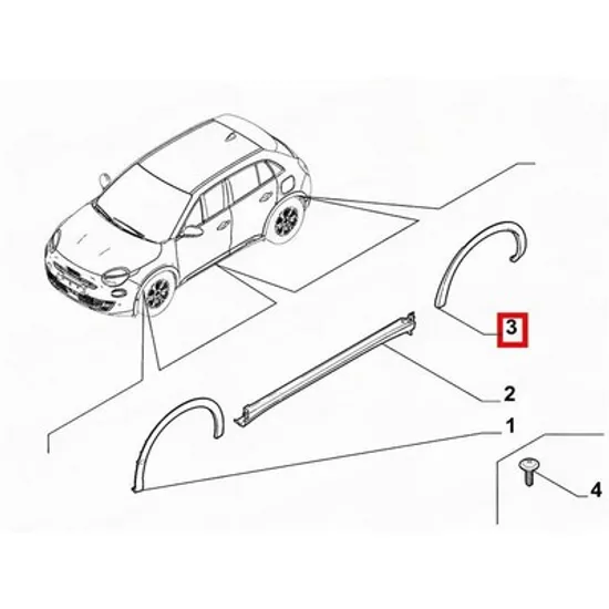 Bandou aripa spate ALFA ROMEO JUNIOR 2024-> Bandou overfender Aripa spate plastic (O) DREAPTA Perioada 2024 2025