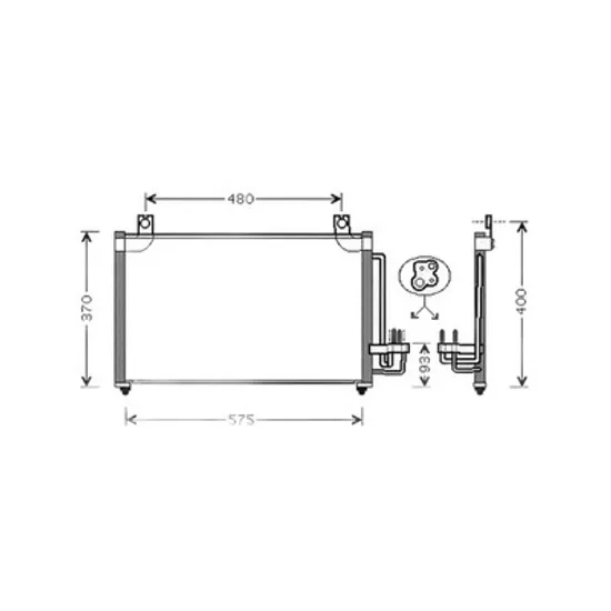 Radiator Aer Conditionat KIA RIO 4 2000->2005 Radiator aer conditionat 1,3i 8V - 1,5i 16V (58,5x35,5) Perioada 2000 2001 2002 2003 2004 2005