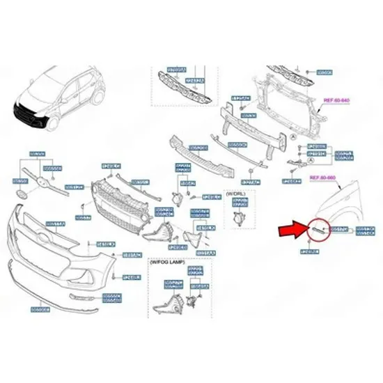 Suport Bara fata HYUNDAI i10 2013->2020 Suport lateral Bara fata plastic (O) DREAPTA Perioada 2016 2017 2018 2019
