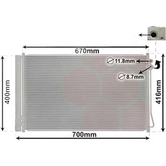 Radiator aer conditionat FORD TRANSIT CUSTOM 2012-> 2.0 EcoBlue 96KW 130CP , pentru motor BKFA, BKFB, YMF6, YMFA, YMFB, YMFS perioada 2015 2016,2017,2018,2019 2020