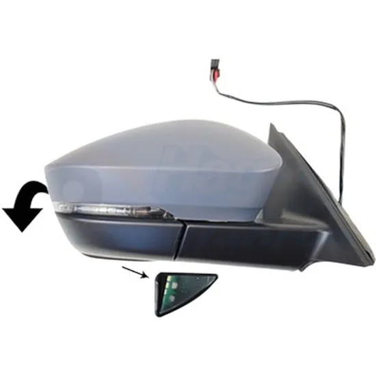Oglinda exterioara dreapta SKODA KODIAQ 2016-> perioada 2016 2017 2018 2019 2020 2021 , cu lampa podea, numar pini 18, cu iluminare ambientala, pentru vehicule cu sistem de asistenta rulare, cu semnal, cu incalzire, cu memorie fara intunecare automata, Opacizare automata, rabatare electrica, prevopsit grund,