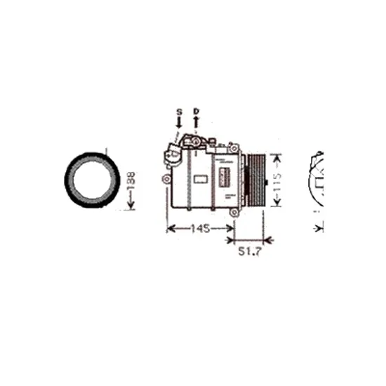 Compresor aer conditionat BMW 1 E87 2004->2011 130 i 195KW 265CP , pentru motor N52 B30 A, N52 B30 AF, N52 B30 BF perioada 2005 2006 2007