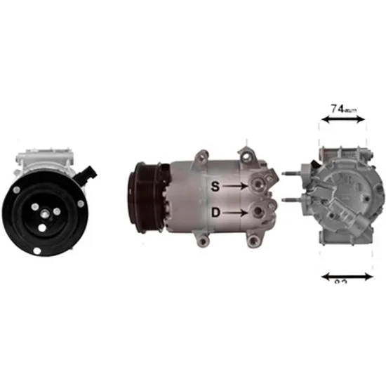 Compresor aer conditionat FORD FOCUS 3 2010->2019, FIESTA 5 JH 2008->2017, B-MAX 2012-> pentru 1.6 TDCi, perioada 2008 2009 2010 2011 2012 2013 2014 2015 2016 2017