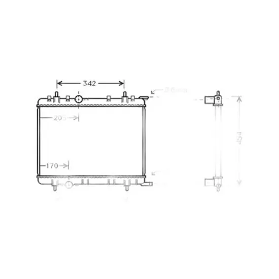 Radiator Motor PEUGEOT PARTNER 1996->2010 Radiator apa pentru 1 4 - 1 6 - 2 0 cu/fara aer conditionat 38x56x2 7 - Perioada 1996 1997 1998 1999 2000 2001 2002 2003 2004 2005 2006 2007 2008