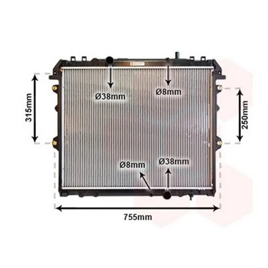 Radiator Motor TOYOTA HILUX 7 2004->2015 Radiator apa 2.5-3.0 T.D. (fara capac) (52.5x65) (KOYO) Perioada 2005 2006 2007 2008 2009 2010 2011 2012 2013 2014