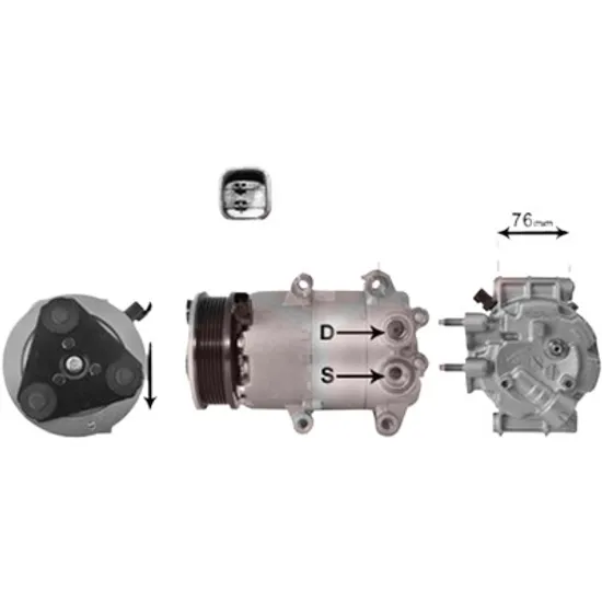 Compresor aer conditionat FORD FIESTA 5 JH 2008->2017 1.6 Ti 99KW 134CP , pentru motor U5JA perioada 2010 2011 2012 2013 2014 2015