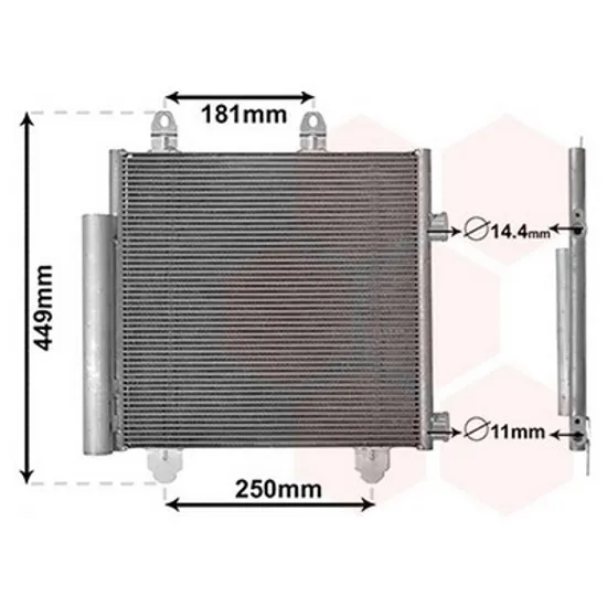 Radiator Aer Conditionat TOYOTA AYGO 2014-> Radiator aer conditionat toate modelele 388x352x16 Perioada 2014 2015 2016 2017 2018