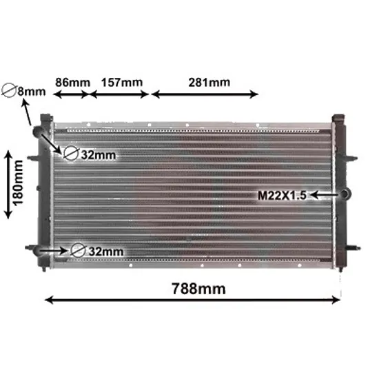Radiator apa VW TRANSPORTER T4 1990->2003 2.5 81KW 110CP , pentru motor AAF, ACU, AEN, AEU perioada 1990 1991,1992,1993,1994,1995,1996,1997,1998,1999,2000,2001,2002 2003