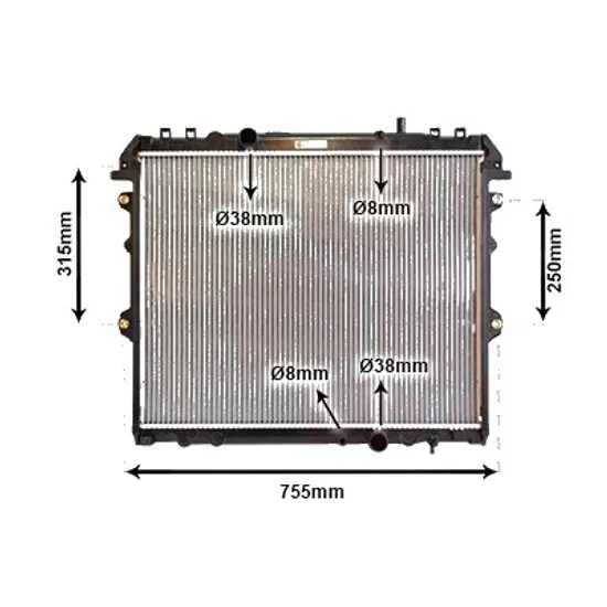 Radiator apa TOYOTA HILUX 7 2004->2015 pentru 2.5 D 4WD, 2.5 D/C, S/C, DX, AC 4WD, perioada 2005 2006 2007 2008 2009 2010 2011 2012 2013 2014 2015