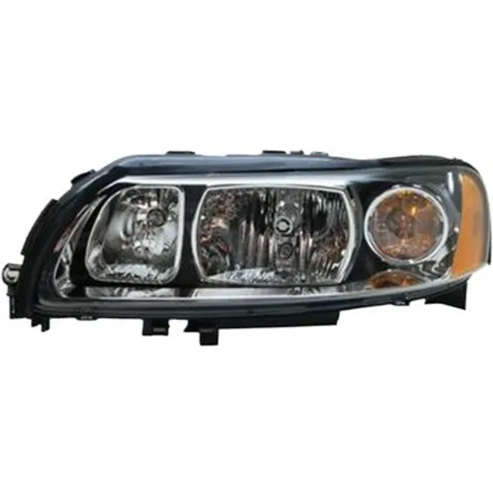Far stanga VOLVO V70 2 1999->2008 perioada 1999 2000 2001 2002 2003 2004 de la an de fabricatie 04/2004, fara motor reglaj, fumuriu, semnal galben, cu reglaj electric, cu bec H7, cu bec H9