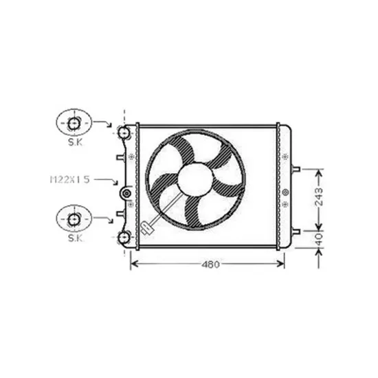Radiator Motor SKODA RAPID 2011->2019 Radiator apa pentru toate modelele fara aer conditionat 43x41 cu ventilator Perioada 2012 2013 2014 2015 2016 2017 2018