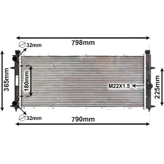 Radiator apa VW TRANSPORTER T4 1990->2003 2.4 D 57KW 78CP , pentru motor AAB perioada 1990 1991,1992,1993,1994,1995,1996,1997 1998