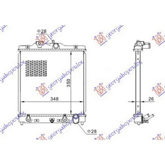 Radiator Motor HONDA HR-V 1999->2003 Radiator apa 1,4i16V-1,6i 16V(35,2x34,7x16)A/T (KOYO) Perioada 1999 2000 2001 2002 2003 2004 2005 2006 2007 2008 2009 2010 2011 2012 2013 2014