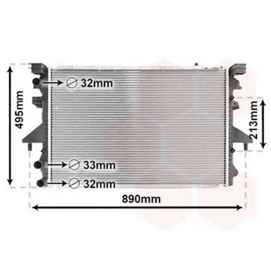 Radiator Motor VW TRANSPORTER T5 2003->2015 Radiator apa 2.0-3.2 benzina- 1.9 TDi diesel (BRAZED) MANUAL-AUTO (710x470) Perioada 2003 2004 2005 2006 2007 2008 2009 2010 2011 2012 2013 2014