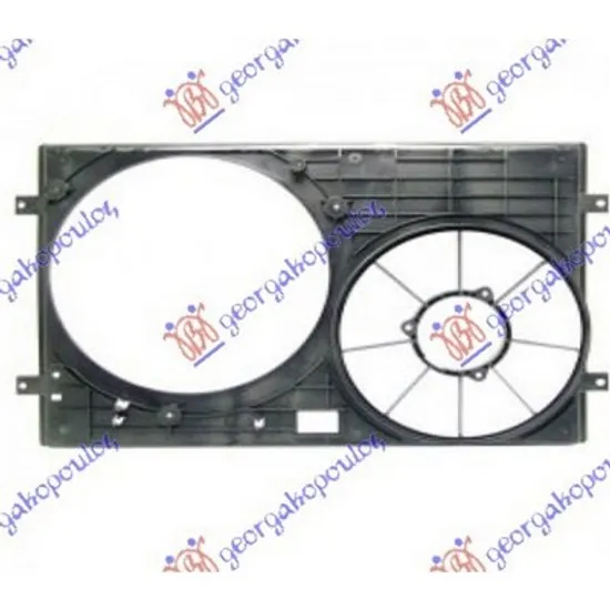 Carcasa Ventilator VW POLO 9N 2001->2012 Carcasa electroventilator dublu, Perioada 2001 2002 2003 2004 2005 2006 2007 2008