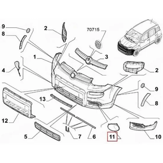 Ornament Proiector FIAT PANDA 312 2012-> Rama proiector (4X4/TREKKING) (O) DREAPTA Perioada 2012 2013 2014 2015 2016 2017