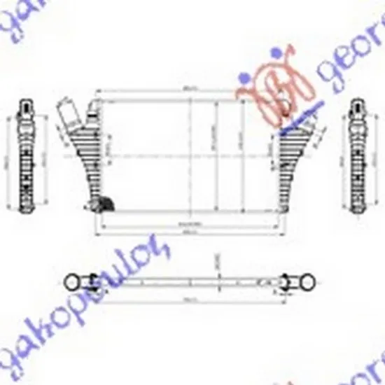 Intercooler SAAB 9-3 2002->2015 Radiator intercooler 2,0 i16VTURBO -2,2DTi 64x40x29 Perioada 2002 2003 2004 2005 2006 2007 2008 2009 2010 2011 2012