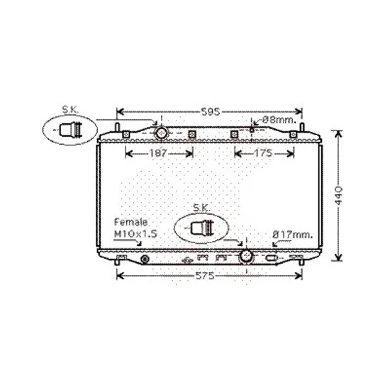 Radiator apa HONDA CIVIC 8 2005-> pentru 2.2 CTDi, perioada 2005 2006 2007 2008 2009 2010