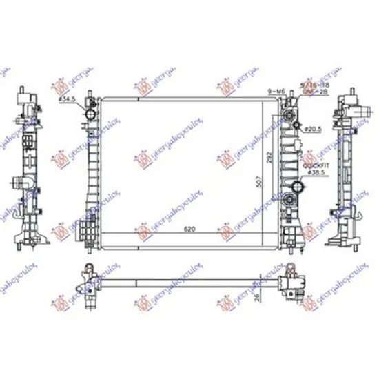 Radiator Motor CHEVROLET TRAX 2012-> Radiator apa 1.7DTi/CDTi cv automata diesel 620x510x26 Perioada 2012 2013 2014 2015 2016 2017