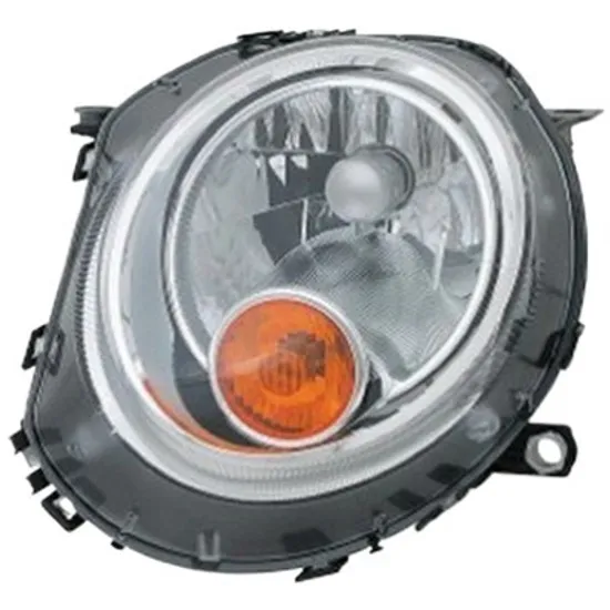 Far stanga MINI CLUBMAN R55 2007->2014 perioada 2010 2011 2012 2013 2014 cu motor reglaj, semnal galben, cu reglaj electric, cu bec H4
