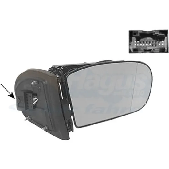 Oglinda exterioara dreapta MERCEDES C-CLASS Coupe Sport CL203 2001->2008, C-CLASS W203 2000->2007 perioada 2000 2001 2002 , cu semnal, numar pini 9, cu incalzire, fara intunecare automata, fara memorie, rabatare electrica,