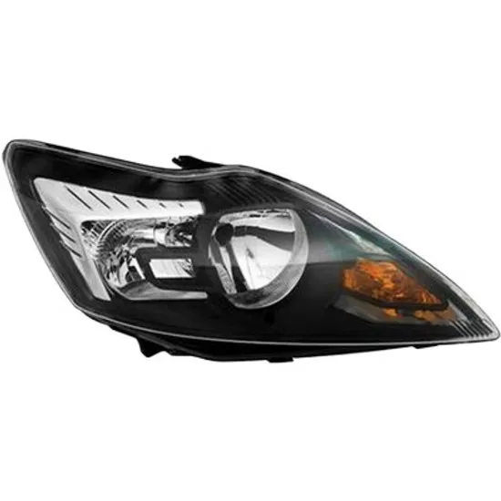 Far dreapta FORD FOCUS 2 2004->2013 perioada 2004 2005 2006 2007 2008 2009 2010 2011 2012 de la an de fabricatie 02/2008, cu motor reglaj, cromat/negru, cromat/negru, semnal galben, cu reglaj electric, cu bec H7/H1