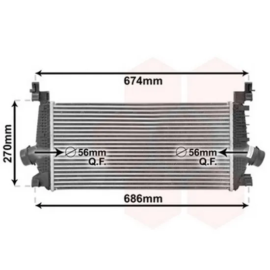 Intercooler CHEVROLET CRUZE J300 2009-> Radiator intercooler 1,4 - 1,6T benzina - 1,3 - 1,7CDTI (56x28 Perioada 2009 2010 2011 2012 2013
