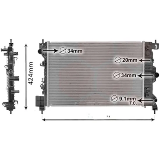 Radiator apa CHEVROLET AVEO hatchback T300 2011-> pentru 1.6, 1.6 Sonic, perioada 2011 2012 2013 2014 2015 2016