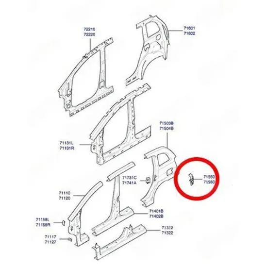Ornament lampa spate HYUNDAI MATRIX 2001-> Bandou Lampa stop spate (O) DREAPTA Perioada 2001 2002 2003 2004 2005 2006 2007 2008