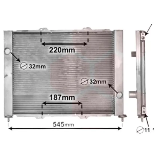 Radiator apa RENAULT CLIO 2 1998->2012 1.5 dCi 50KW 68CP , pentru motor K9K 700, K9K 714 perioada 2004 2005,2006,2007,2008,2009,2010,2011 2012