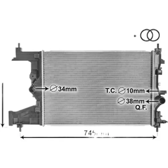 Radiator apa OPEL ZAFIRA C 2011->, ASTRA J GTC 2011->, ASTRA J 2009->2015 pentru 1.4, perioada 2009 2010 2011 2012 2013 2014 2015 2016