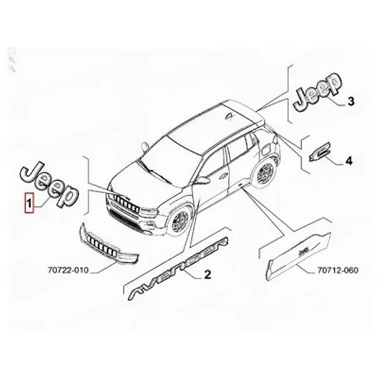 Emblema JEEP AVENGER 2022-> Emblema capota (JEEP) (O) Perioada 2022 2023 2024 2025