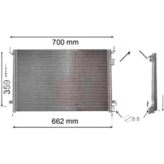 Radiator aer conditionat VW GOLF 7 2012->2020 2.0 GTI 180KW 245CP , pentru motor DKTB, DLBA perioada 2017 2018,2019,2020,2021 2022