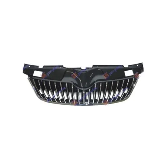 Grila Radiator SKODA FABIA 2 2006->2014 Grila radiator negru/cromat cu ornam cromat inferior MOULDING 2010->2014 Perioada 2010 2011 2012 2013