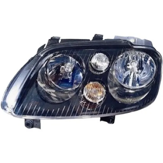 Far stanga VW TOURAN 2003->2010 perioada 2003 2004 cu motor reglaj, cromat/negru, semnal transparent, cu reglaj electric, cu bec H7/H7