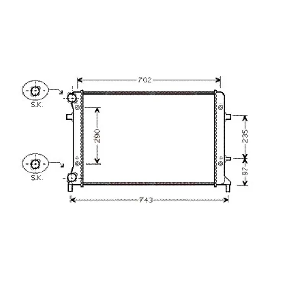 Radiator apa VW JETTA 6 2010->, JETTA 5 2005->2010 pentru 2.5, perioada 2006 2007 2008 2009 2010 2011 2012 2013 2014 2015