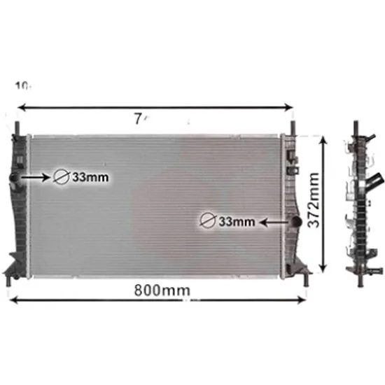 Radiator apa FORD FOCUS 2 2004->2013 pentru 2.5 i XR5 Turbo, 2.5 ST, perioada 2005 2006 2007 2008 2009 2010 2011 2012