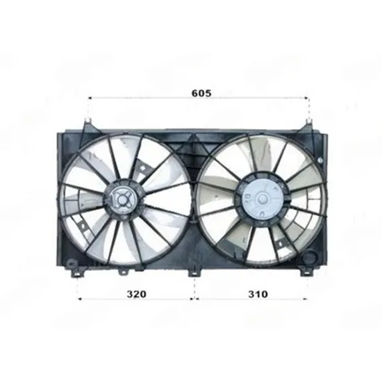 Ventilator Motor LEXUS IS 2 2005->2013 Ventilator (dublu) 2.5 benzina (350/350 mm) (2+2 PIN) Perioada 2005 2006 2007 2008 2009 2010 2011 2012 2013