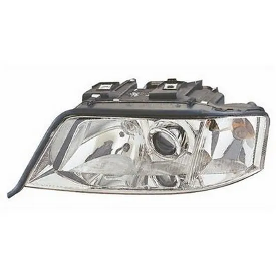 Far stanga AUDI A6 C5 1997->2005 perioada 1997 1998 1999 2000 2001 2002 2003 2004 2005 pana la an de fabricatie 08/1999, fara motor reglaj, fara unitate de control Xenon, semnal transparent, pentru vehicule cu lumini xenon, cu reglaj distanta iluminare automat, cu bec D2S/H7