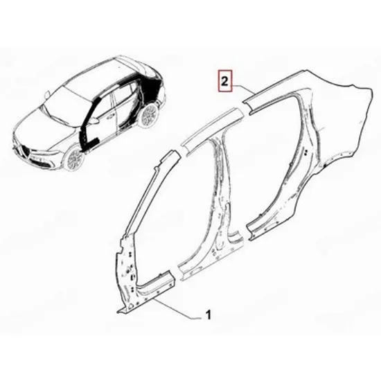 Aripa Spate ALFA ROMEO TONALE 2022-> Aripa spate (O) DREAPTA Perioada 2022 2023 2024 2025