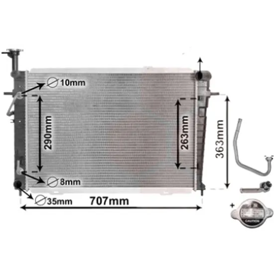 Radiator apa HYUNDAI TUCSON 2004->2012 pentru 2.0, 2.0 tractiune integrala, perioada 2004 2005 2006 2007 2008 2009 2010